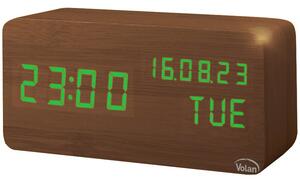 Zegar budzik drewniany led elektroniczny cyfrowy stojący - termometr + data