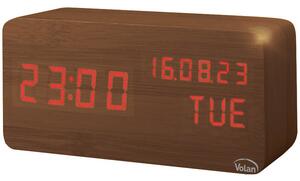 Zegar budzik drewniany led elektroniczny cyfrowy stojący - termometr + data