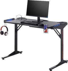 Czarne biurko gamingowe BC3110 BEGA OFFICE z oświetleniem RGBW