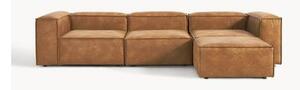 Sofa modułowa ze skóry z recyklingu z pufem Lennon (4-osobowa)