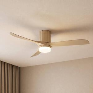 Wentylator sufitowy LED Lucande Novri, beżowy, Ø 132 cm, CCT Novri, kremowy / amber, salon / jadalnia, nowoczesny