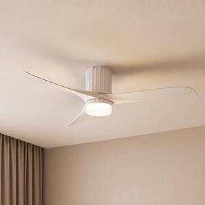 Wentylator sufitowy LED Lucande Novri, biały, Ø 132 cm, CCT Novri, biały / opal, salon / jadalnia, nowoczesny