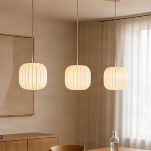 Lampa wisząca Bridget Lucande, możliwość ściemniania, biały / opal, salon / jadalnia, tkanina / materiał / jedwab, skandynawski