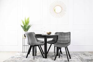 Zestaw stół okrągły rozkładany harry czarny i 4 krzesła tapicerowane k332 szare