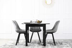 Zestaw stół okrągły rozkładany harry czarny i 4 krzesła tapicerowane k332 szare