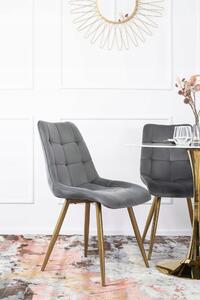Krzesło tapicerowane do jadalni rio szare ze złotymi nogami