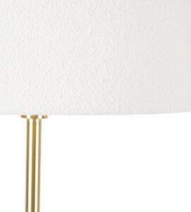 Mosiężna lampa podłogowa z abażurem boucle biały 50 cm - Simplo Oswietlenie wewnetrzne