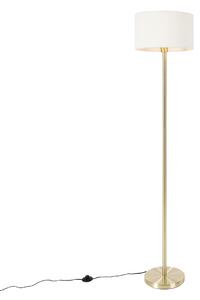 Mosiężna lampa podłogowa z abażurem boucle biały 35 cm - Simplo Oswietlenie wewnetrzne
