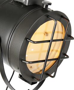Lampa podłogowa Tripod czarna z drewnianą plamą studyjną - Shiny Oswietlenie wewnetrzne