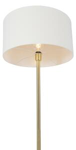 Lampa podłogowa mosiężna z białym kloszem 50 cm - Simplo Oswietlenie wewnetrzne