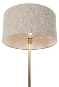 Mosiężna lampa podłogowa z abażurem boucle taupe 50 cm - Simplo Oswietlenie wewnetrzne