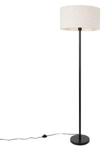 Lampa podłogowa czarna z kloszem jasnoszarym 50 cm - Simplo Oswietlenie wewnetrzne