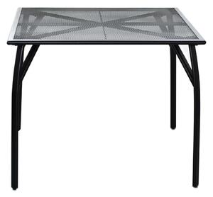 Kwadratowy stół ogrodowy o wymiarach 90 x 90 x 72 cm wykonany jest z metalu z czarnym lakierowanym wykończeniem