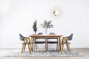 Zestaw stół prostokątny rozkładany bradley biały i 4 krzesła k344 szare do jadalni