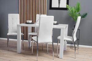 Zestaw stół prostokątny ronald i 4 krzesła tapicerowane k209 białe ekoskóra