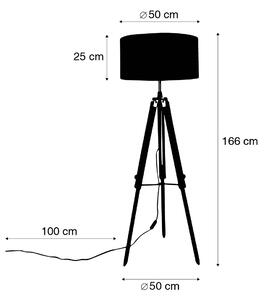 Mosiężna lampa podłogowa z abażurem jasnoszarym statywem 50 cm - Cortin Oswietlenie wewnetrzne