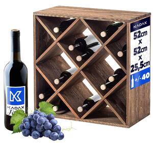 Regał na wino Loreo kratka drewniany ciemny brąz