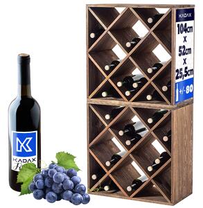 Regał na wino Loreo kratka drewniany ciemny brąz 2szt