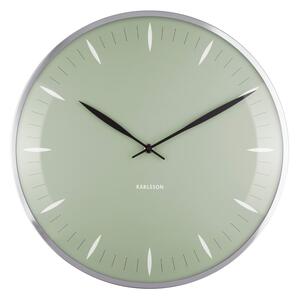 Zielony szklany zegar ścienny Karlsson Leaf, ø 40 cm