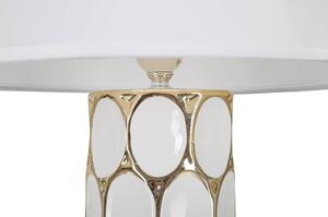 Ceramiczna lampa stołowa w biało-złotym kolorze z tekstylnym kloszem (wys. 56 cm) Glam Carv – Mauro Ferretti
