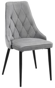 Szary komplet 4 welurowych krzeseł - Sageri 4X
