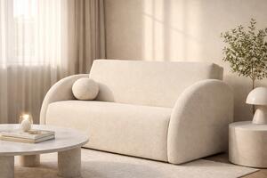 Sofa rozkładana Nubi trzyosobowa 140 cm z pojemnikiem - jasny beżowy boucle Quelle 03
