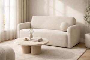 Sofa rozkładana Nido trzyosobowa 140 cm z pojemnikiem - jasny beżowy boucle Quelle 03