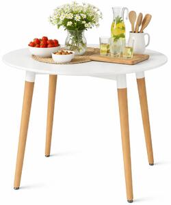 Biały okrągły stół na drewnianych nogach 80 cm D4-D48