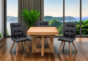 Stół Dębowy VELAR 90×100 cm + 2×50 cm + 6 krzeseł KW110