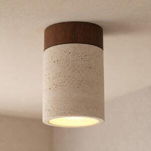 Lampa sufitowa Lucande Carlotta, średnica 12 cm, beżowa, beton, E27 Carlotta Lucande, możliwość ściemniania, kremowy / amber, salon / jadalnia, beton, nowoczesny