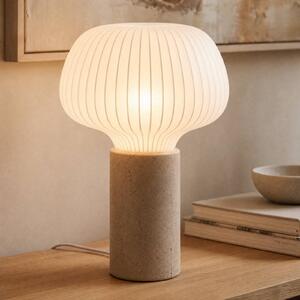 Lampa stołowa Eloise Lucande, biały / opal, salon / jadalnia, tkanina / materiał / jedwab, skandynawski