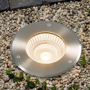 Arcchio LED – wpuszczany reflektor podłogowy Thentos, Ø 18 cm, 60°, nikiel, IP67 Thentos, aluminiowy / szary / cynkowy, stal szlachetna