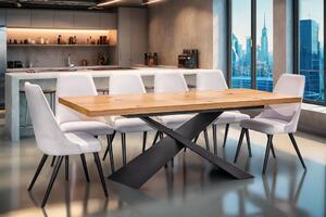 Stół Loft Top 160/90 + 2 x 40 cm + 6 Krzeseł Olo