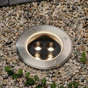 Arcchio LED – wpuszczany reflektor podłogowy Thentos, Ø 12 cm, kąt świecenia Thentos, aluminiowy / szary / cynkowy, stal szlachetna