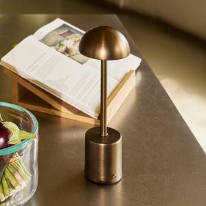 Hübsch Lampa stołowa LED na akumulator Taten, mosiądz brązowany, wysokość 30 cm możliwość ściemniania, brązowy / mosiężny, metal, nowoczesny