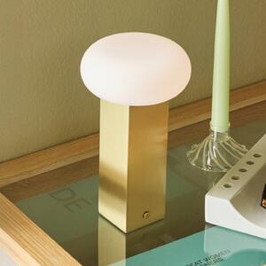 Hübsch Lampa stołowa LED na baterie LOW, w kolorze mosiądzu, wysokość 20 cm, metalowa możliwość ściemniania, mosiężny / złoty, salon / jadalnia, metal, nowoczesny