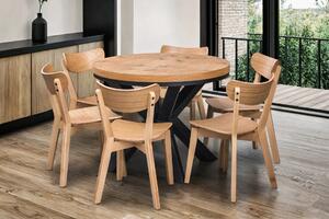 Stół okrągły rozkładany 100 + 2 x 50 cm LOFT + 6 krzeseł Jack