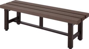 Aluminiowa ławka ogrodowa HWC-K60, ławka parkowa ławka balkonowa, odporna na warunki atmosferyczne WPC 120cm, brązowa