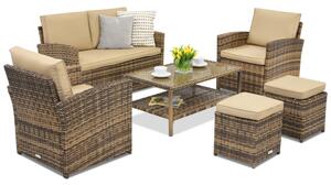 Meble ogrodowe Monaco Coffee 4 + 2 pufy Garden Point brązowe