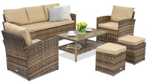 Meble ogrodowe Monaco Coffee 5 + 2 pufy Garden Point brązowe