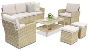 Meble ogrodowe Monaco Coffee 5 + 2 pufy Garden Point beżowe
