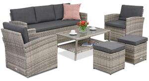 Meble ogrodowe Monaco Coffee 5 + 2 pufy Garden Point jasnoszare