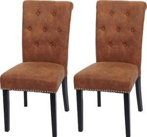 Zestaw 2 krzeseł do jadalni Chesterfield II, krzesło kuchenne, nity ~ imitacja zamszu, ciemne nogi