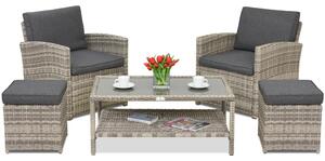 Meble ogrodowe Monaco Terrace + 2 pufy Garden Point jasnoszare