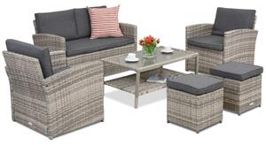 Meble ogrodowe Monaco Coffee 4 + 2 pufy Garden Point jasnoszare