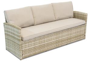 Sofa trzyosobowa z technorattanu Monaco Garden Point beżowa