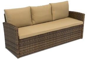 Sofa trzyosobowa z technorattanu Monaco Garden Point brązowa
