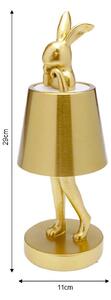 KARE Lampa stołowa LED Animal Rabbit na akumulator, złota, IP54, 29 cm Rabbit, możliwość ściemniania, mosiężny / złoty, salon / jadalnia, tworzywo sztuczne, design