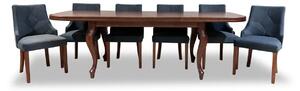 Stół Ludwik rozkładany 180/90 + 2 x 45 cm + 6 krzeseł KW100