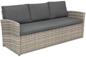 Sofa trzyosobowa z technorattanu Monaco Garden Point jasnoszara